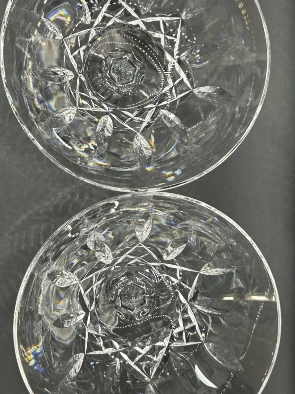 2 Waterford Crystal Lismore Martini Glasses Signed Seahorse Logo